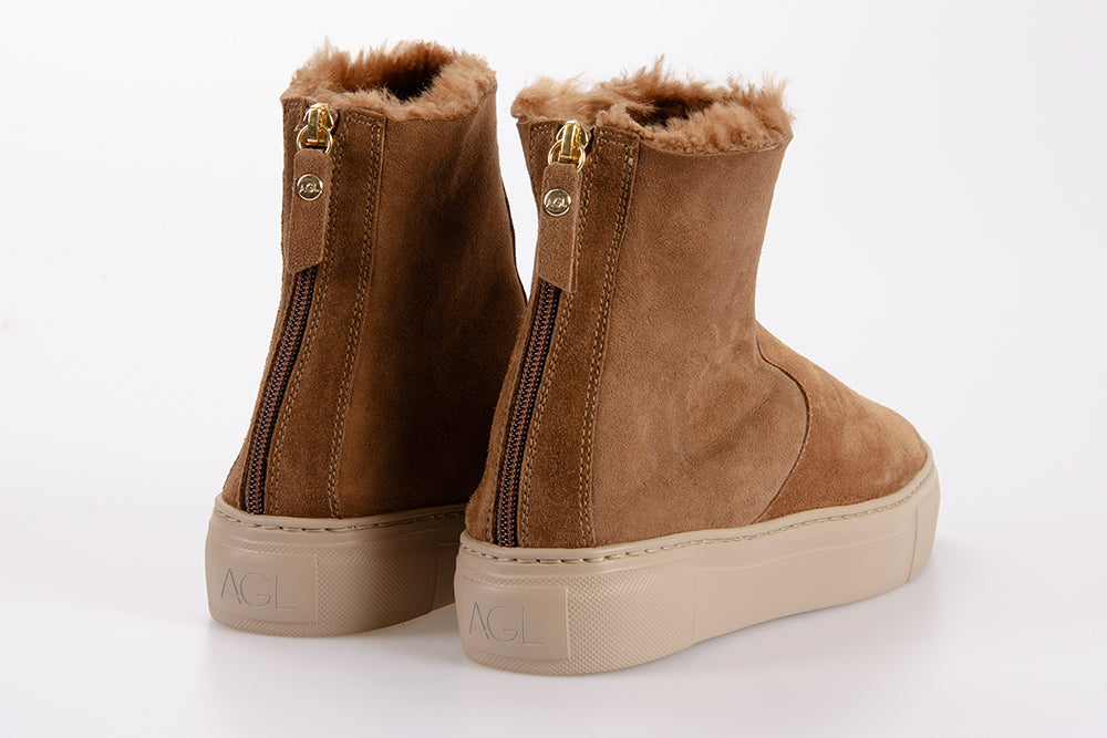 AGL Donna Sneaker alta D925510 FERGUS MOUTON COGNAC