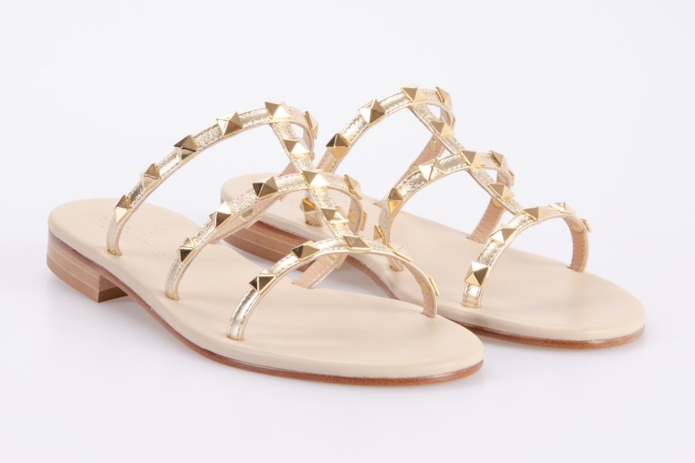 PAOLO FERRARA Donna Sandali CR2904 T15 NAPPA LAMINATO PLATINO 