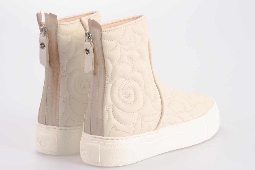 AGL Donna Sneaker alta D925576 MEGHAN EMBROIDERY GESSO MILK 